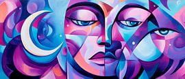 Abstract faces in bright colours by Poster Art Shop