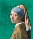 Mädchen mit dem Perlenohrring, grün - Johannes Vermeer von Marieke de Koning Miniaturansicht