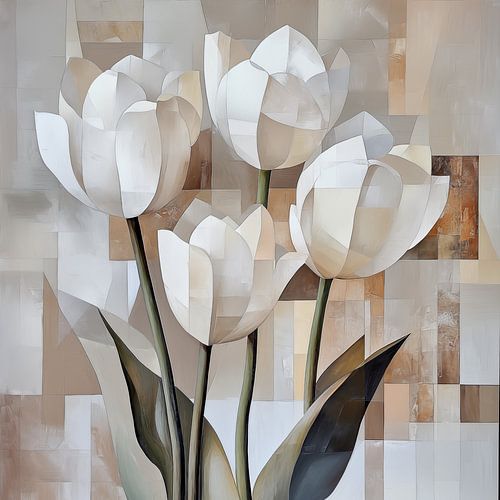 Tulips in cubist shapes