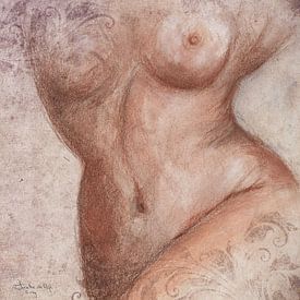 Pure beauty, the woman! Hand-drawn with pastel crayons. by Ineke de Rijk