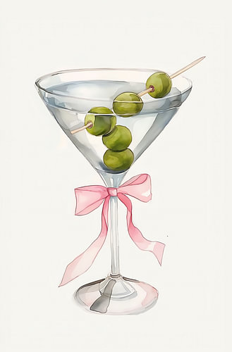 Martini avec un nœud rose