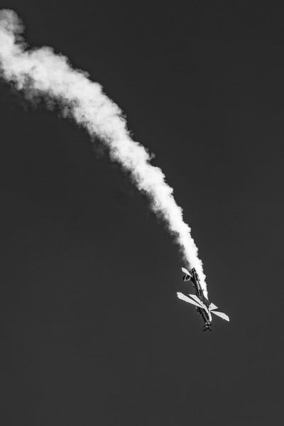 Stuntvliegtuig voert een luchtmanoeuvre uit van BNW Nude Art