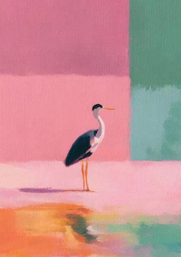 Grafische vogel in een kleurenspel