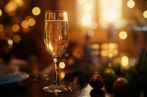 Champagneglas voor een feestelijke achtergrond