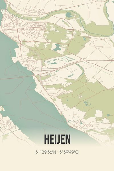 Vintage map of Heijen (Limburg) by Prints of Place