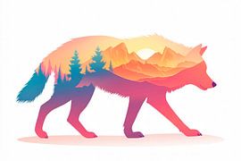 Fantasie van een wolf van Poster Art Shop