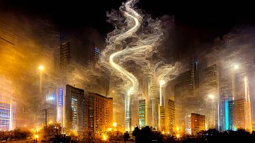 Futuric city by night von Peter Nackaerts