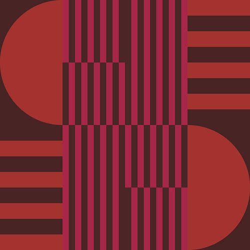 Abstracte geometrische kunst in retrostijl in roze, oranje en bruin nr. 1