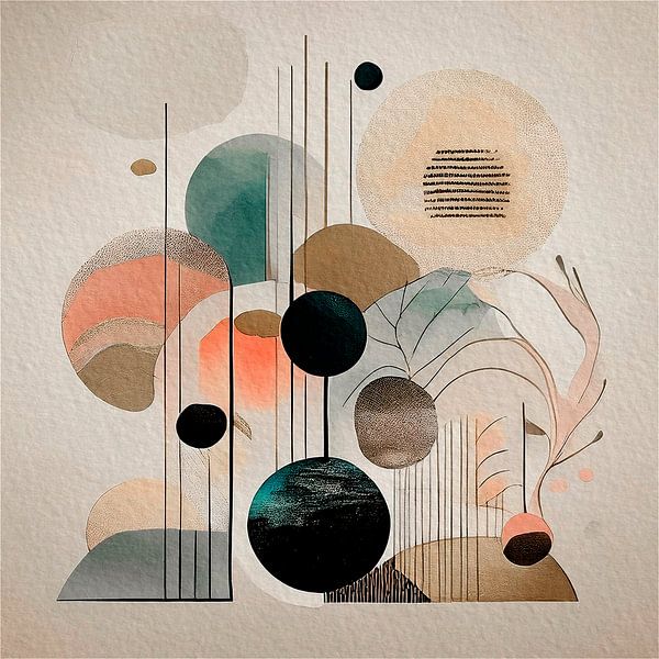 Japandi - WabiSabi art - Line art series - 4 by Studio Pieternel