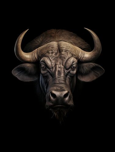 Front view of an African buffalo