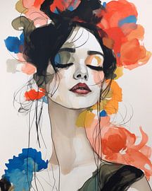 Illustration: Modernes Porträt von Carla Van Iersel