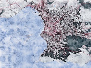 Map of Marseille with the style 'White Winter' by Maporia