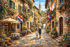 Rovinj in Croatia, an impressionist painting. by Gallery Hoppenbrouwers