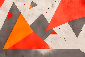 Abstract geometric shapes - red and grey by Poster Art Shop