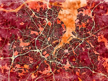 Map of Kiel with the style 'Amber Autumn' by Maporia