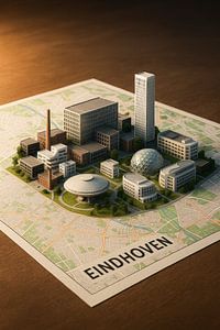 Diorama d'architecture d'Eindhoven Brainport - Affiche de la ville industrielle
