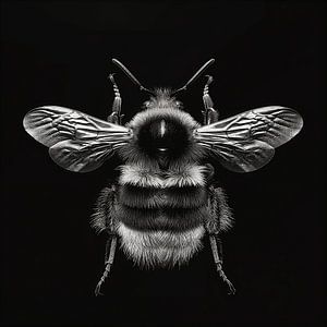 Schwarz-Weiß-Porträt einer Hummel von Margriet Hulsker