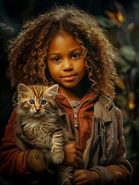 Little girl and her cat by Luc V. de Zeeuw