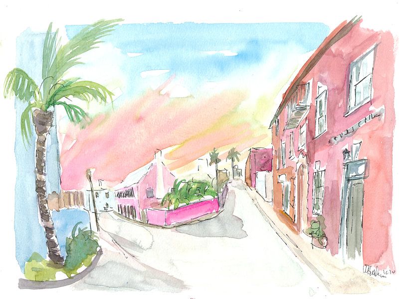 Sonnige Bermuda-Straßenszene in St. George's von Markus Bleichner