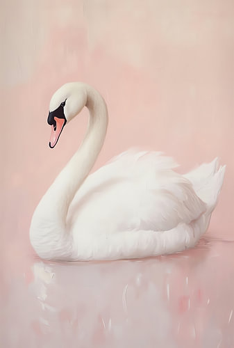 Weißer Schwan auf Blush