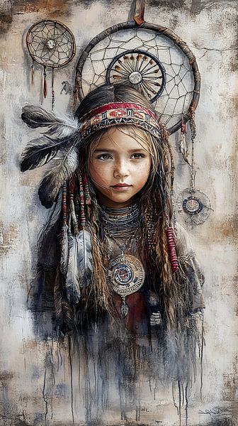 indiaan in Da Vinci stijl van Gelissen Artworks