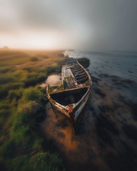 Boot an friedlichem Wasser von fernlichtsicht
