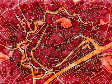 Kaart van Middelburg centrum in de stijl 'Amber Autumn' van Maporia
