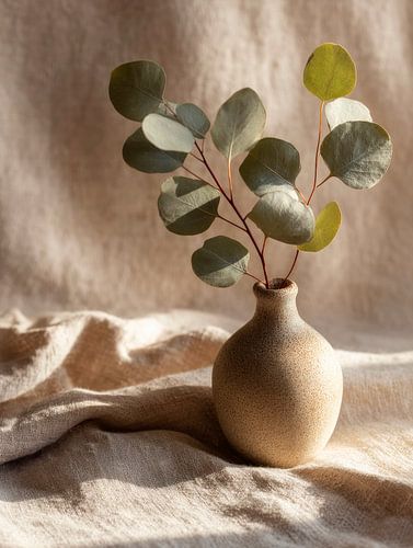 Tijdloze Japandi vaas in warme sfeer.