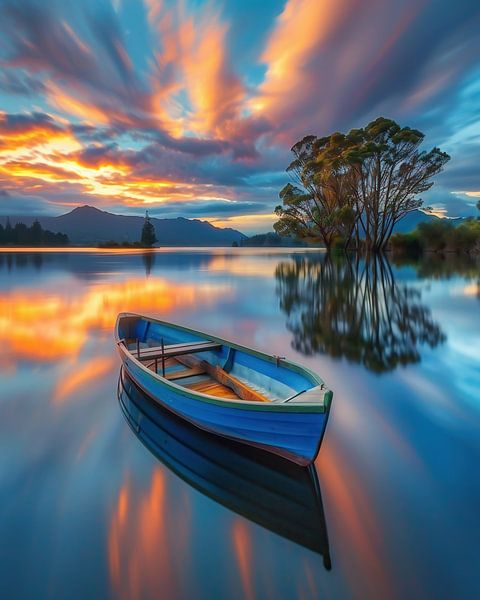 Quiet boat, calm lake by fernlichtsicht