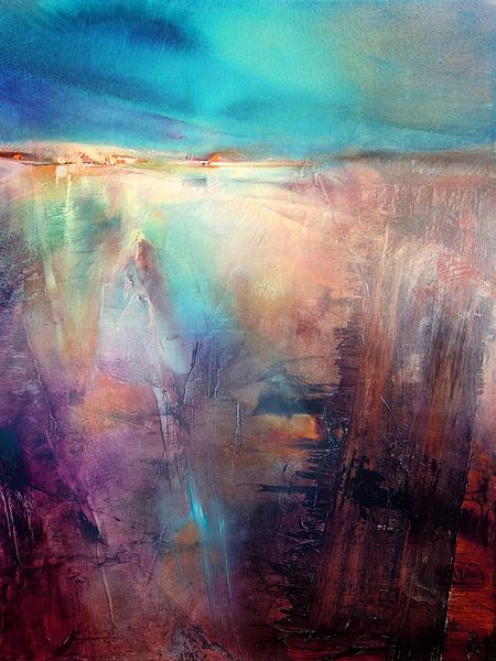 Kruising - winterlandschap in warm licht van Annette Schmucker