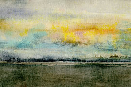 a colourful horizon and brown earth by Claudia Gründler