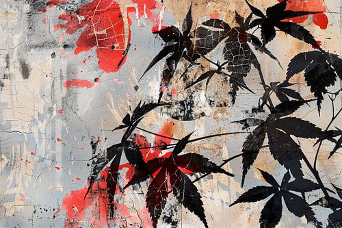 schilderachig Japan bladeren abstract