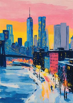 New York Brooklyn Bridge Pastel van Niklas Maximilian