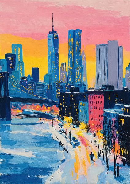 New York Brooklyn Bridge Pastel by Niklas Maximilian