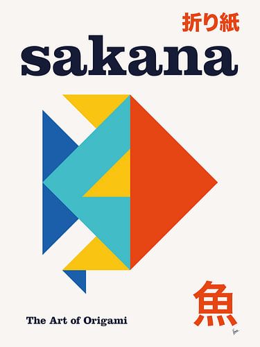 No06 Sakana Origami Poster géométrique