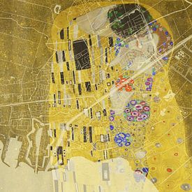 Kaart van Hellevoetsluis met de Kus van Gustav Klimt van Map Art Studio