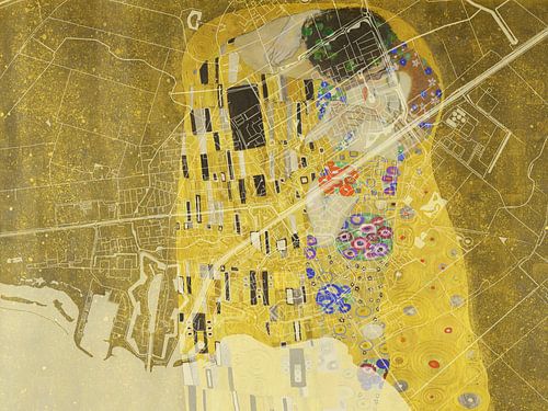 Carte de Hellevoetsluis avec le Baiser de Gustav Klimt sur De Kaartenwinkel