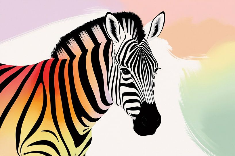 Kleurrijke moderne zebra kunst van Art & Soul Creations
