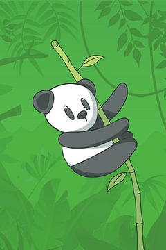 Panda op bamboe van Walljar
