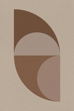 Moderne abstracte geometrische kunst in retrostijl in bruin en beige nr. 6 van Dina Dankers