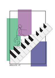 Man walking on a piano: Modulate up by Paul Rijks