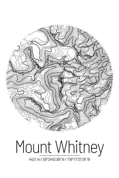 Mount Whitney | Topographic Map (Minimal) by ViaMapia