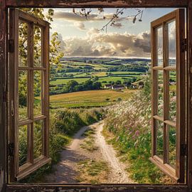 Fensterblick auf ländliche Idylle von Poster Art Shop
