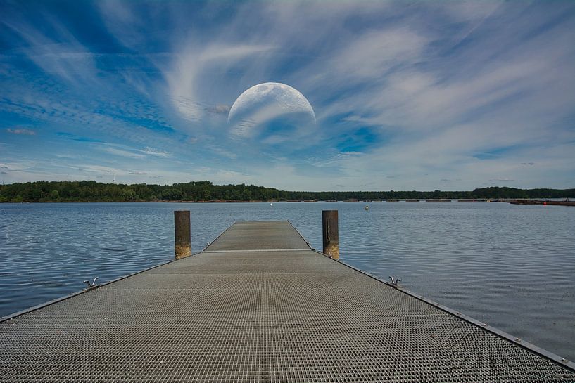 Lever de lune sur le lac de barrage de Haltern par Edgar Schermaul