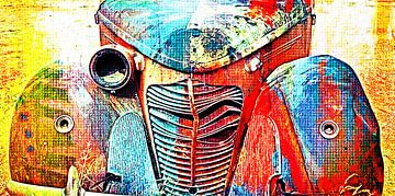 een amerikaans autowrak gemengde techniek