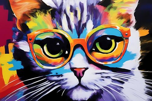 Kleurrijke kat met bril