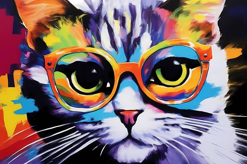 Colourful cat with glasses by Art & Soul Creations