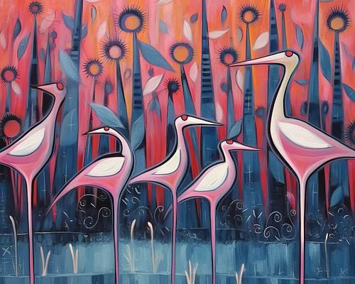 Bunte Flamingo's | Dusky Flamingo's malen