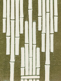 Vintage-Druck aus Japan: Minimalistisches Bambusmuster in Olivgrün