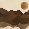 Abstract landschap van bergen in natuurlijke Japandi kleuren van Kjubik